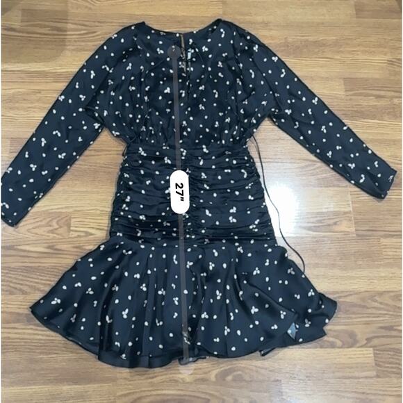 Silvia Tcherassi Rachel Flounce Hem Black Dress XS Pink Ruffle Cocktail Party - Picture 8 of 15